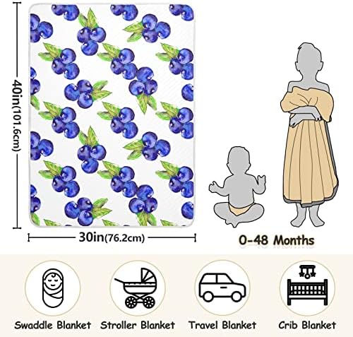 Акварел боровинки Унисекс меки бебешки ќебе за креветчето за креветчето за дневно згрижување со густо и меко материјално безбедносно ќебе за патнички