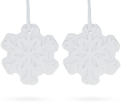 Сет од 2 празно недовршени бели гипс снегулки Божиќни украси DIY занает 3,6 инчи