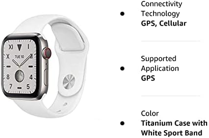Apple Watch Series 5 Titanium Silver Case со бел спортски бенд
