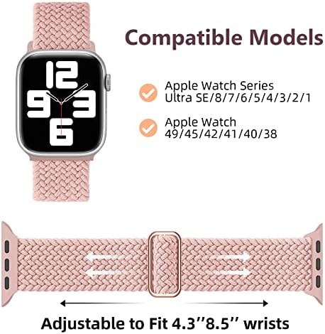 Ванлис плетенка ленти компатибилни со Apple Watch Band 38mm 40mm 41mm 42mm 44mm 45mm 49mm за жени мажи, соло јамка еластични затегнати