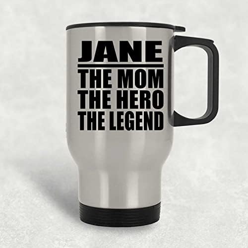 Дизајнирајте ја Janeејн Мајка Херој Легендата, сребрена патувања за патувања 14oz не'рѓосувачки челик изолиран Тумблер, подароци за роденденски