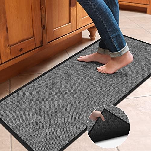 Килими за кујнски тркачи кои не се лизгаат - абсорбента кујнски тепих јута кујнски килими сиви - гума поткрепена ергономска удобност