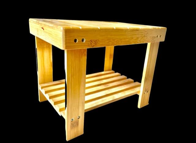 Бамбуса бамбус мала столица за туширање столче / маса / нозе за бричење столче / полица за складирање за шампон / крпа -Користете