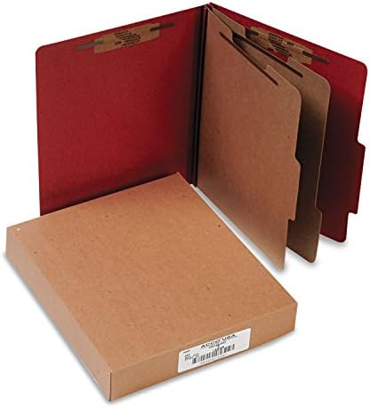 ACCO 15036 Pressboard 25-Pt Класификација Папки, Писмо, 6-Дел, Земјата Црвена, 10/Кутија