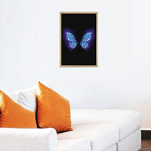 Виолетова пеперутка крилја на црни декоративни комплети за сликање на дијаманти смешни 5D DIY целосна вежба дијамантски точки слики