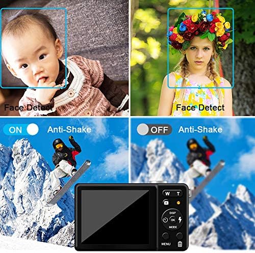 Дигитална камера за фотографија, полнач од 20MP точка и фотоапарат за снимање со 2,8 LCD 8x дигитален зум за деца тинејџери старешини （Сина）