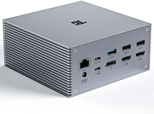 Tiergrade USB C докинг станица со двојни 4K HDMI, DP, 6 USB порти, SD/TF-слот за картички, 60W USB-C PD за полнење, троен приказ за Windows