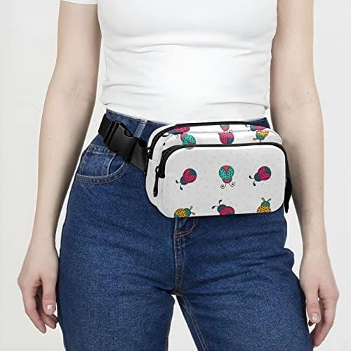 Doodle Ladybug Fanny Packs for Women Men Belt Tagn со прилагодлива лента за модни пакувања на половината на половината, торбичка