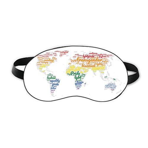 Глобална мапа ЛГБТ Виножито WordCloud Sleep Eye Shield Shield Soft Night Blindfold Shade Cover