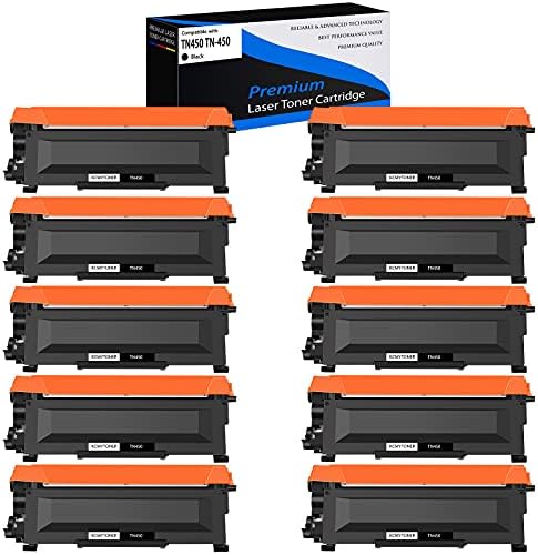 KCMYTONER 10 Pack Compatible Toner Cartridge Replacement for Brother TN450 TN-450 TN420 High Yield Black to use with MFC-7860dw