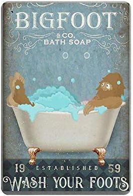 SignShm Bigfoot & Co Bath Soap Retro Metal Til знак за плакета postид декор уметнички излитени шик подарок погодок 12x8 инчи