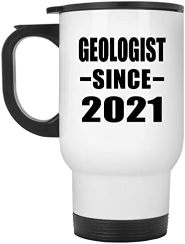 Дизајнифицирај геолог од 2021 година, бело патување кригла 14oz не'рѓосувачки челик изолиран Тумблер, подароци за роденденски годишнини