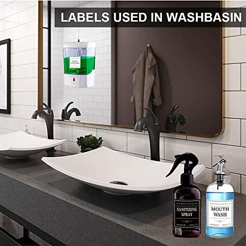 Црно -бело водоотпорни етикети на Амзлабел за шишиња, налепници за водоотпорни шампони, етикети со сапун за рачни сапуни за стакло