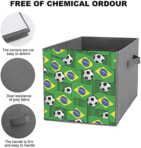 Нудкио Бразил Фудбалски Модел Преклопни Канти За Складирање Склопувачки Кутии Ткаенина Коцка Едноставен Организатор Со Рачки За