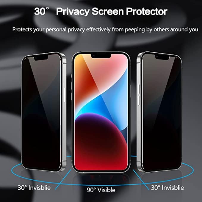 Заштитен заоблен филм на екранот За Приватност на Фејам компатибилен со iPhone 14 Pro Max [6,7 инчи] 2-парче анти шпионски приватен