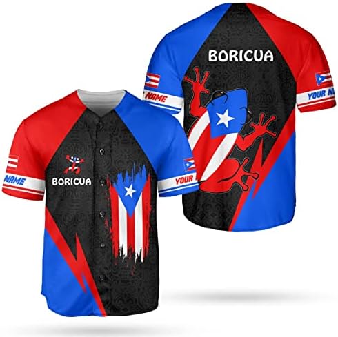 Викции Персонализирано име Порто Рико Бејзбол дрес, Бејзбол во Порто Рико за мажи жени, дрес на знамето на Порто Рико
