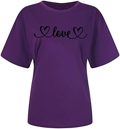 Краток ракав 2023 облека трендовски памучен loveубовен графички врвен кошула за жени врвни летни есен девојки TQ TQ