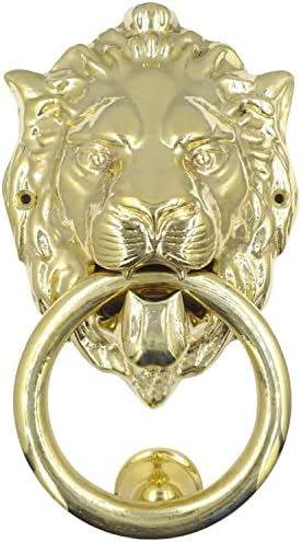 Главата на главата на кралскиот лав од Анатолица, цврст месинг 7 инчи висок