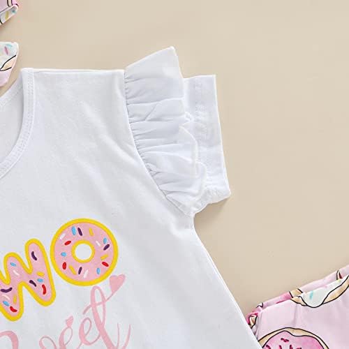 Дете за детски девојчиња роденденска облека за роденденска буква со маичка од кошула од крофна цветна цветна панталона лента