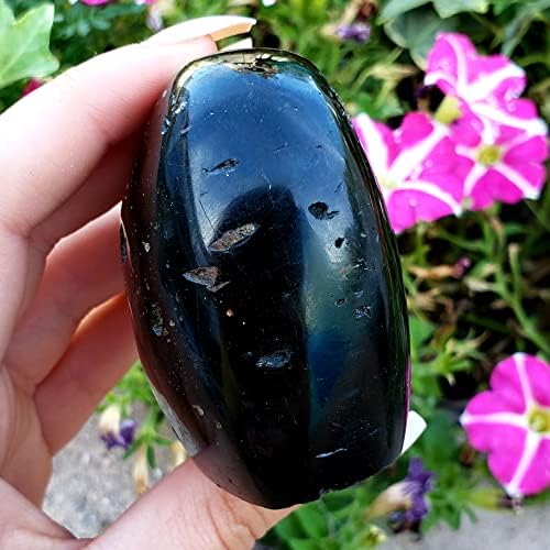 Црн турмалин камен полиран примерок од природен реики лековити метафизички чакра кристален скапоцен камен 1