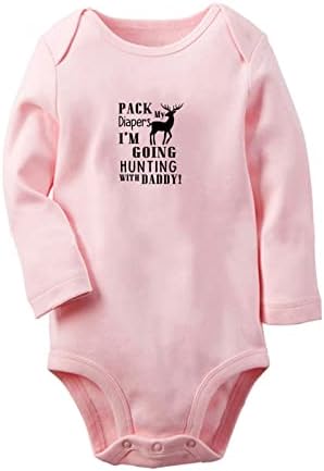 Idzn Пакувајте ги моите пелени Одам да ловам со тато смешни ромци новороденче за бебиња за новороденчиња, деца со едно парче облека со едно