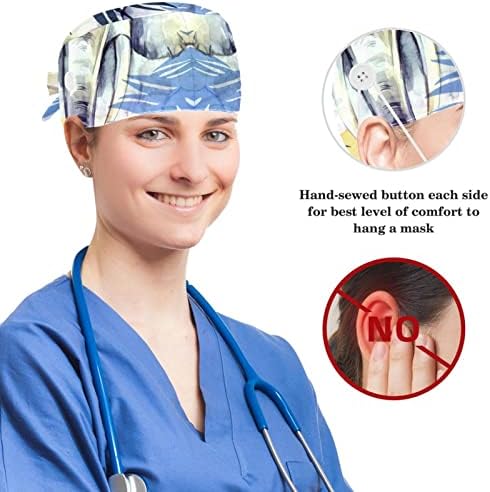 Muooum Medical Caps Прилагодливо работно капаче со копчиња и лак за коса, боло различен јазик за јазици