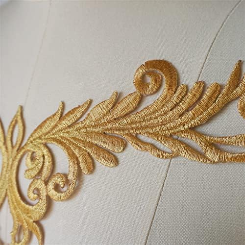 TBGFPO златни апликации извезена невестинска наметка ткаенина V-врат јака железо шива на лепенка за свадбена облека фустан декор DIY занаети