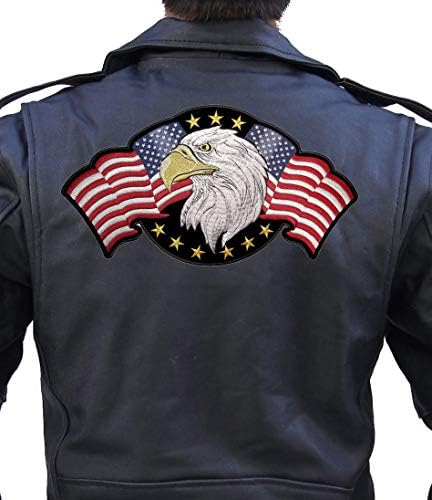 Кожа врвен патриотски орел и двојно американски знамиња велосипедисти