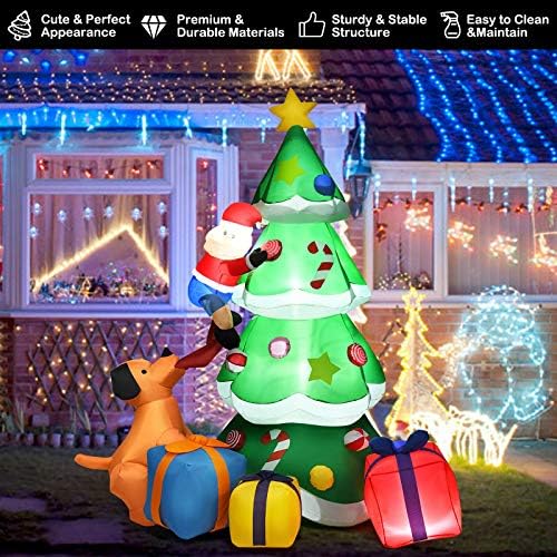 7 ft надувување на новогодишна елка Декора за Дедо Мраз w/LED светла на отворено во дворот