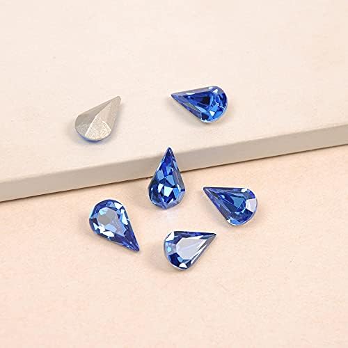 Ноктите Rhinestone Sapphire Care во облик на сина боја точка на задната кристална стаклена стакло ригистони за нокти 3D скапоцени