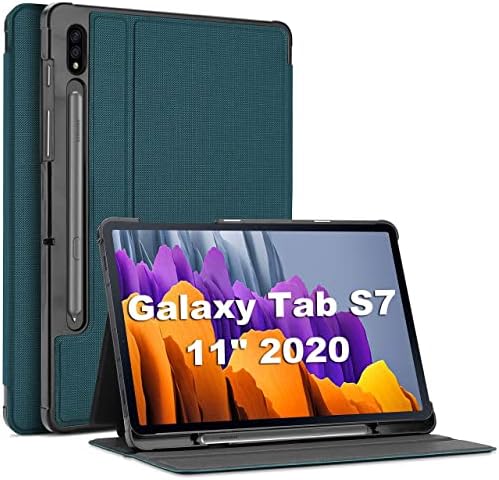 Procase 【2 пакет】 Galaxy Tab S7 11 инчи 2020 пакет за заштитник на екранот со Galaxy Tab S7 11 Case 2020 со држач за пенкало S
