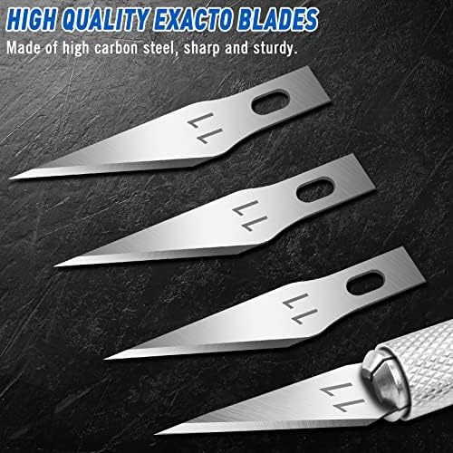 Сет на занаетчиски нож од 16 парчиња со 100 пакувања со ножеви со ножеви со ножеви 11, SK5 јаглерод челик, преполн сечила за
