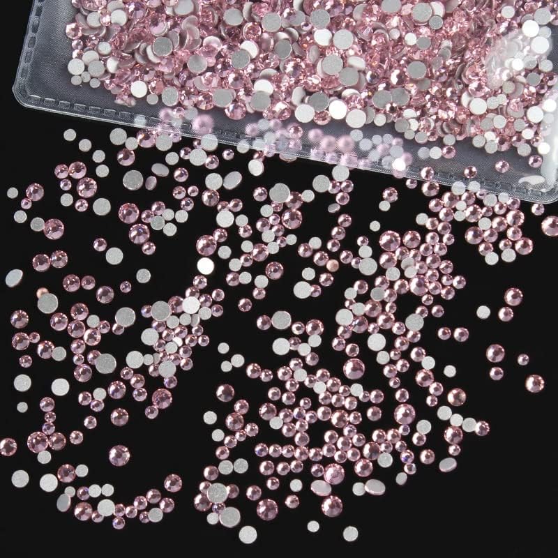 SS3 -SS30 Светло розови розови Rhinestones за нокти 3D Flatback Glass Strass Non Hotfix Crystal Charm Charm Nail Art Glitter Decorations -