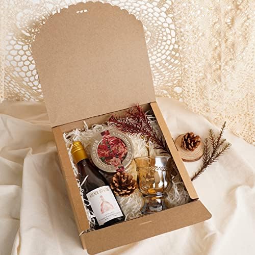 Wholmemy Brown Dights кутии 10 пакувања 8x8x4 инчи, кутии за подароци со капаци за подароци, кутија за предлози за деверуша, кутии за подароци