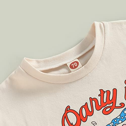 Пудкоко 4-ти јули бебе момче девојче облека за деца со кратки ракави со преголем маица меур РОМПЕР ДЕН ДЕНЕНЦИЈА РЕТО БОБИСУТ