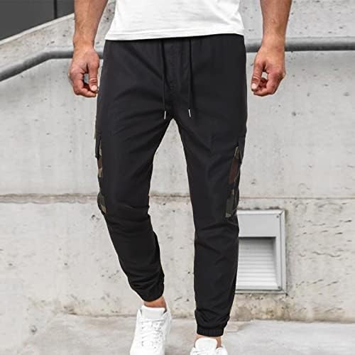 Моќни панталони Обични Блок Панталони со 4 Џебови За Џогирање Фитнес Спортски Машки Половини Панталони Средна Боја Машки Големи