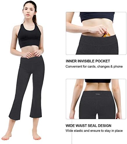 Taibid Women'sенски јога-подигање панталони тренингот Capris Inner Pocket, Size S-XXL