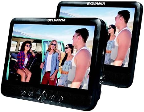 Sylvania SDVD1082 10.1-во. Преносен двоен екран 720p HD DVD и Media Player со ленти за монтирање