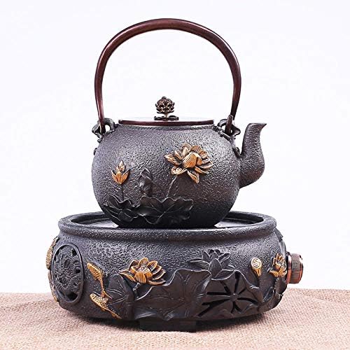 Чфх леано железо чајници од леано железо од јапонски стил рачно изработено железо котел Електричен грнчарски шпорет сет Бергамот искривени