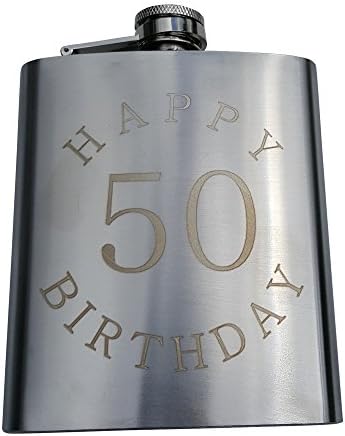 50-Ти Роденден Колба Подарок Сет-7 мл Колба Врежана Со Среќен 50 Роденден