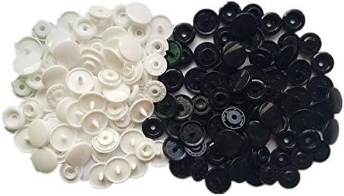 Snaps 200 комплети бели и црни прилепувања големина 20 пластични прицврстувачи за прицврстувачи на копче без шипки за шипки за занаети за