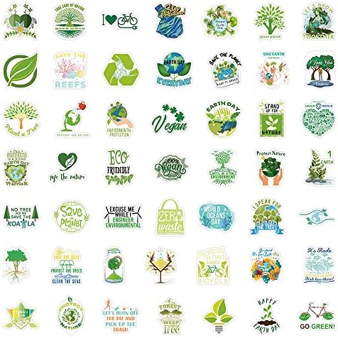 ZJSXINDI 100 парчиња зелени налепници за заштита на животната средина Loveубов на налепници за природа Зелена иницијатива винил