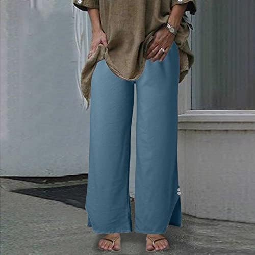 ВОКАЧИ Женски Обични Широки Панталони Со Висок Струк Течни Врвки За Влечење Редовно Вклопување Директно Панталони Плус Големина Облека