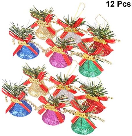 BESPORTBLE 12pcs Божиќ Пластика Џингл Ѕвона Сјајот Ѕвонче Приврзоци Виси Орнаменти За Новогодишна Елка Венец Божиќ Украс