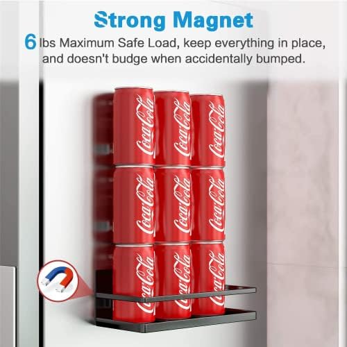 Магнетна решетка за зачини Auvahox, силна магнетна полица со 4 отстранливи куки, совршен заштеда на простор за мала кујна/стан, прекрасен метален