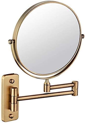 Шминка огледало од 8-инчен двострано вртење на wallидот, монтиран огледало, проширувајќи го огледалото за бричење на бањата за преклопување
