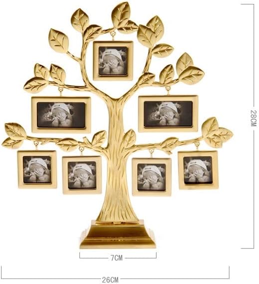 MHYFC цинк легура со легура со фото рамка за семејни рамки Фото рамка за метални дрвја занаети со 7 висечки слики со слики со слики