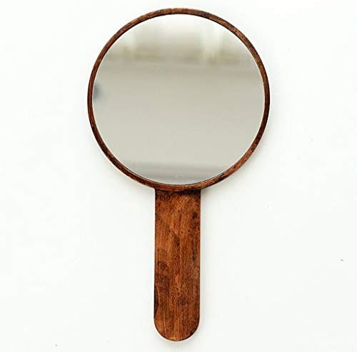 Огледало за шминка XDSDDS, ретро дрво за шминка Преносен салон за убавина рачно огледало