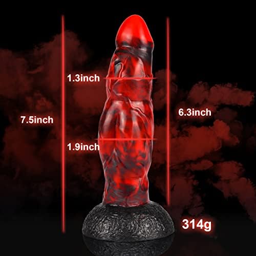 Реално дилдо уредно и уникатно, 7,48 инчи шарени дилдо црно црвено со силна чаша за вшмукување за игра без раце, возрасни секс играчки