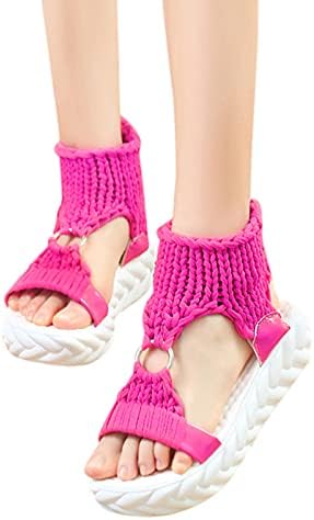 Флекманарт плус големина Сандали за жени летна мода ткаени платформски сандали влечки цврста боја удобност меки обични чевли